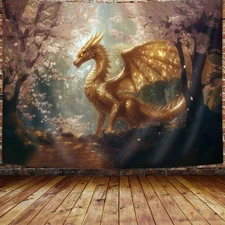 Bcsewcg Trippy Purple Dragon Wall Hanging, Medieval Fantasy Animals Cool Drag...