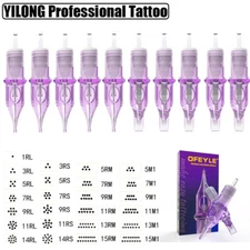10-100Pcs Professional Purple Tattoo Cartridge Needle Shader Sterile RL RS RM M1