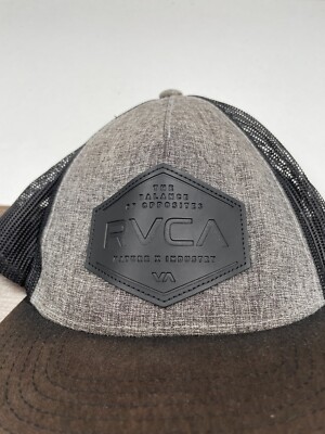 Gray Black Vintage RVCA Trucker Hat Cap Mesh Snap Back