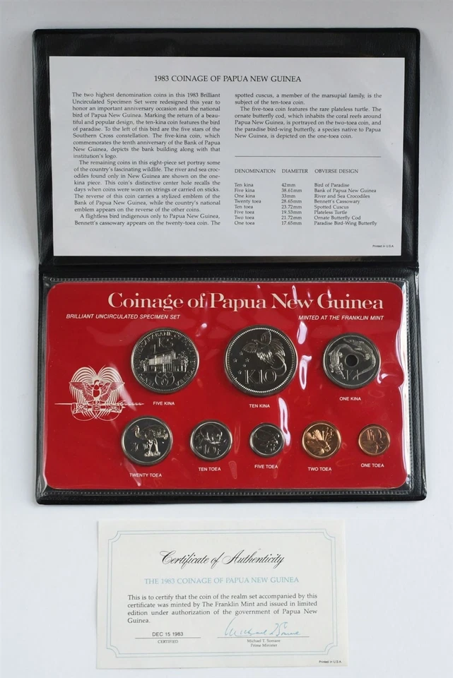 1983 Coinage of Papua New Guinea 8 Coin Brilliant Uncirculated Specimen Set MS8 - Image 3 of 4