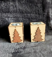 New wooden Christmas candle holders bundle of 2