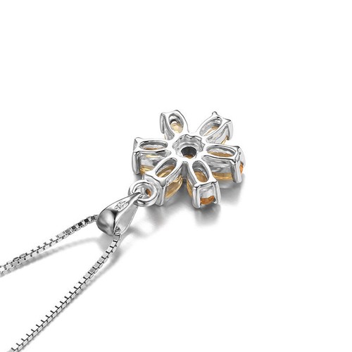 1.3ct Natural Citrine Flower Necklace 18" Pendant 925 Silver special occasion - Picture 6 of 6