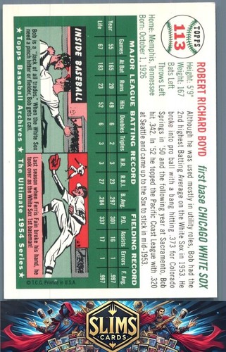 1994 Topps Archives 1954 Chicago White Sox Bob Boyd #113 - Picture 2 of 2