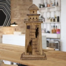 Wooden Lighthouse Decor Tabletop Nautical Decor Solid Wood Light Houses Statue