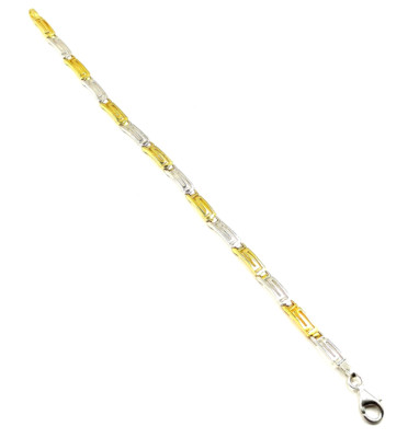 Sterling Silber 925 Alt Griechisch Schlüssel Bicolor Glieder Verstellbar Armband
