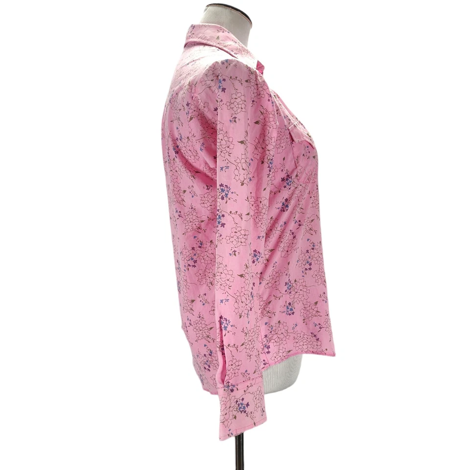 Vintage Años 70 Western Pearl Snap Talla 16 Rosa Floral Mezcla Algodón Roto en Rodeo Foto 4 de 4