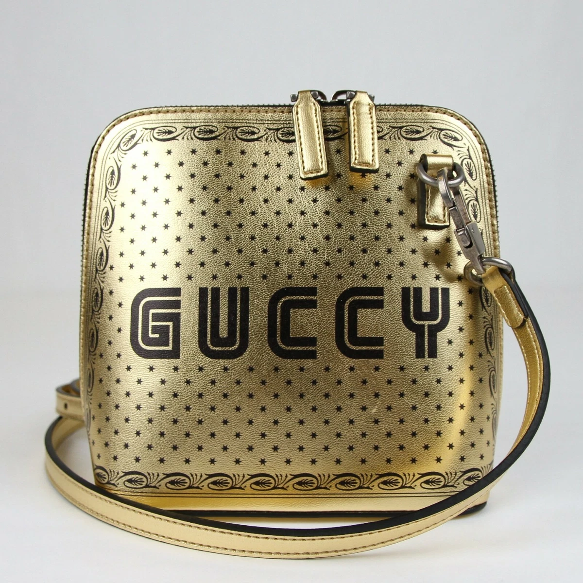 Gucci White/Gold Leather Guccy Mini Crossbody Bag