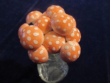 Vintage 12pc Pink Polka Dot 3/4" Mushroom Spun Cotton Millinery Craft Lot Y19b