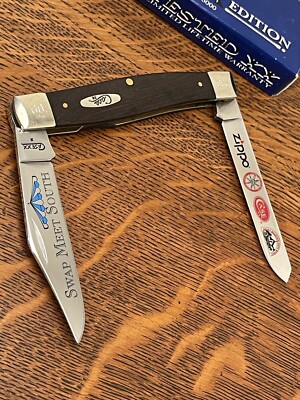 CASE XX SWAP MEET SOUTH GENUINE EBONY WOOD LG MOOSE POCKET KNIFE