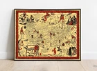 Pictorial Map of Native American Indian Tribes Wall Art Poster Print Decor