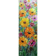 Yellow Daisy Flower Painting, Fall Floral Decor, Sunflowers Wildflowers Abstract