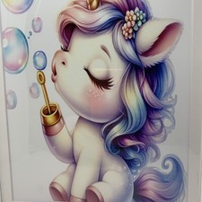 Baby Room Decor. Unicorns, Pastel Colors, Framed Artwork . Cute Decor.