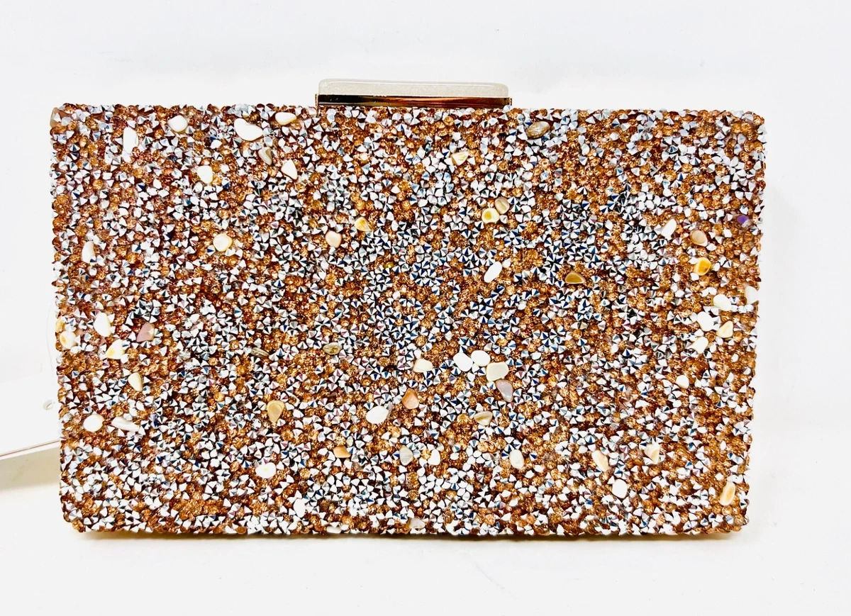Bloomingdales Embellished Natural Stones Beaded Evening Clutch