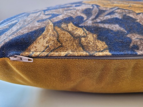 Liberty Faxstead Linen Grey & Gold Velvet Rare Vintage Retro Cushion Cover 60's - Picture 3 of 20