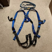 Condor Full Body Harness, Vest Type 5-Point, Blue/Black With Lanyard 310lb Cap