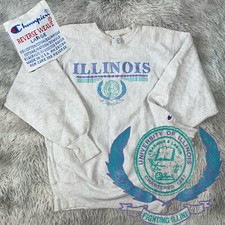 Vintage Champion Reverse Weave University ILLINOIS Fighting illini Sweatshirt L