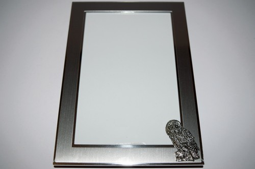 Owl Picture Frame Brushed Chrome Pewter Portrait/Landscape 4x6 or 5x7 Home gift - Picture 4 of 7
