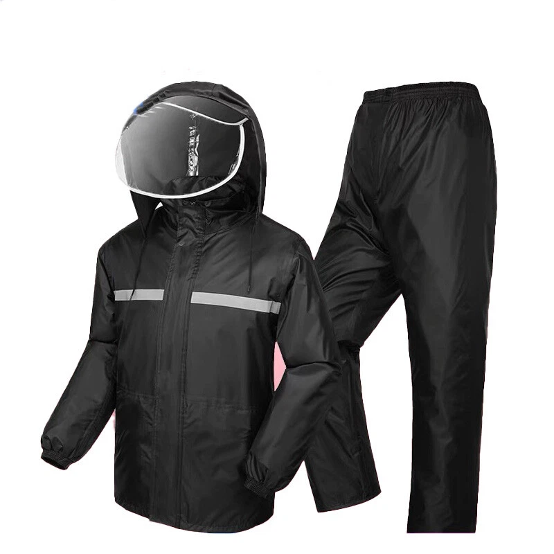 Traje de lluvia para hombre mujer chaquetas pantalón equipo impermeable motocicleta Foto 3 de 4