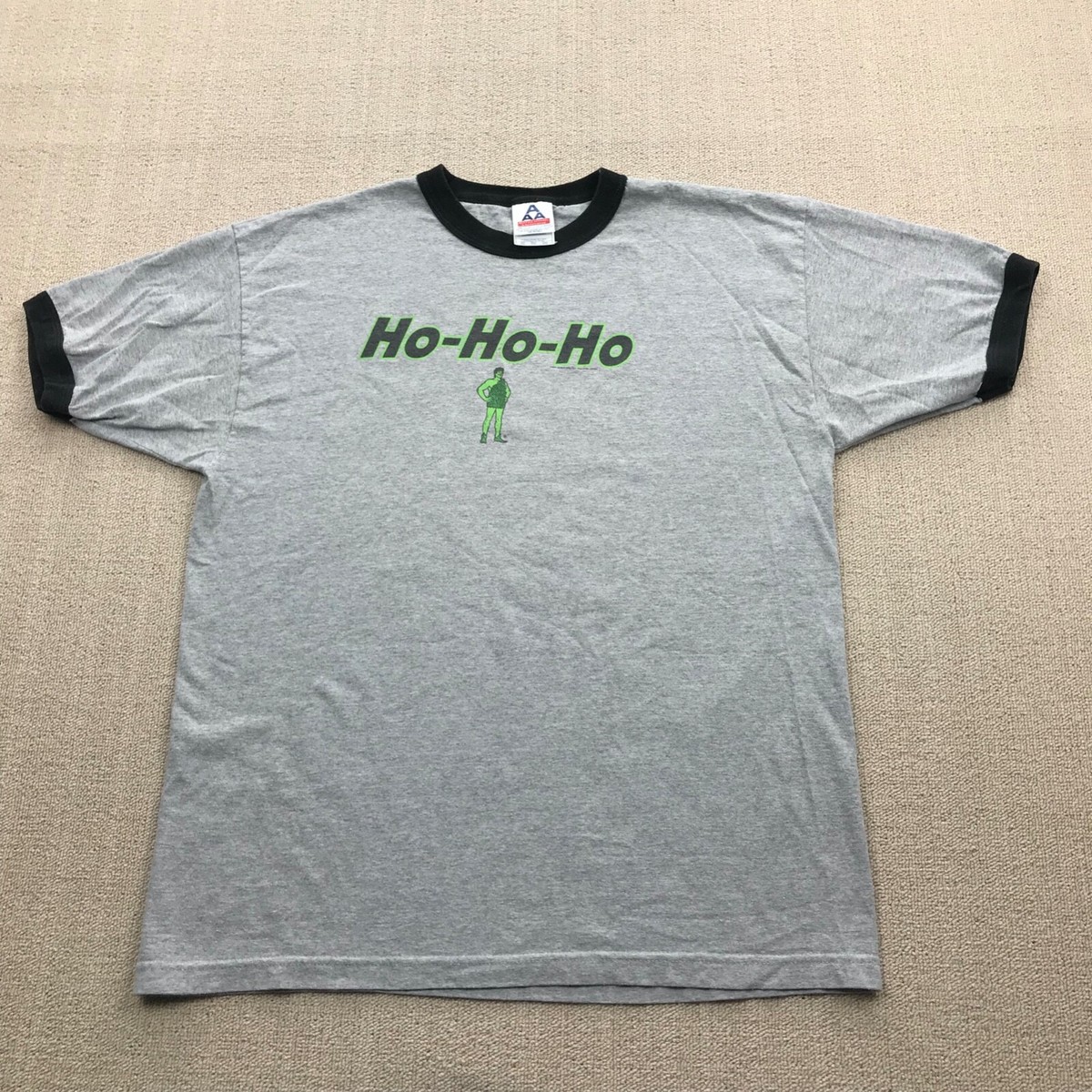 VINTAGE Jolly Green Giant Shirt Mens Extra Large Gray Ringer T Y2K