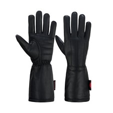 Women's Leather Motorcycle Glove Classic Gauntlet Lined Biker Glove Black XS-XL