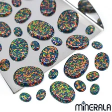 FIRE BLACK SYNTHETIC LAB CREATED OPAL OVAL CABOCHON 6x8mm-15x20mm WP0277A