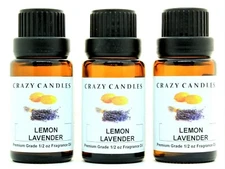 3 Lemon Lavender 1/2oz Premium Grade Scented Fragrance Oil Crazy Candles