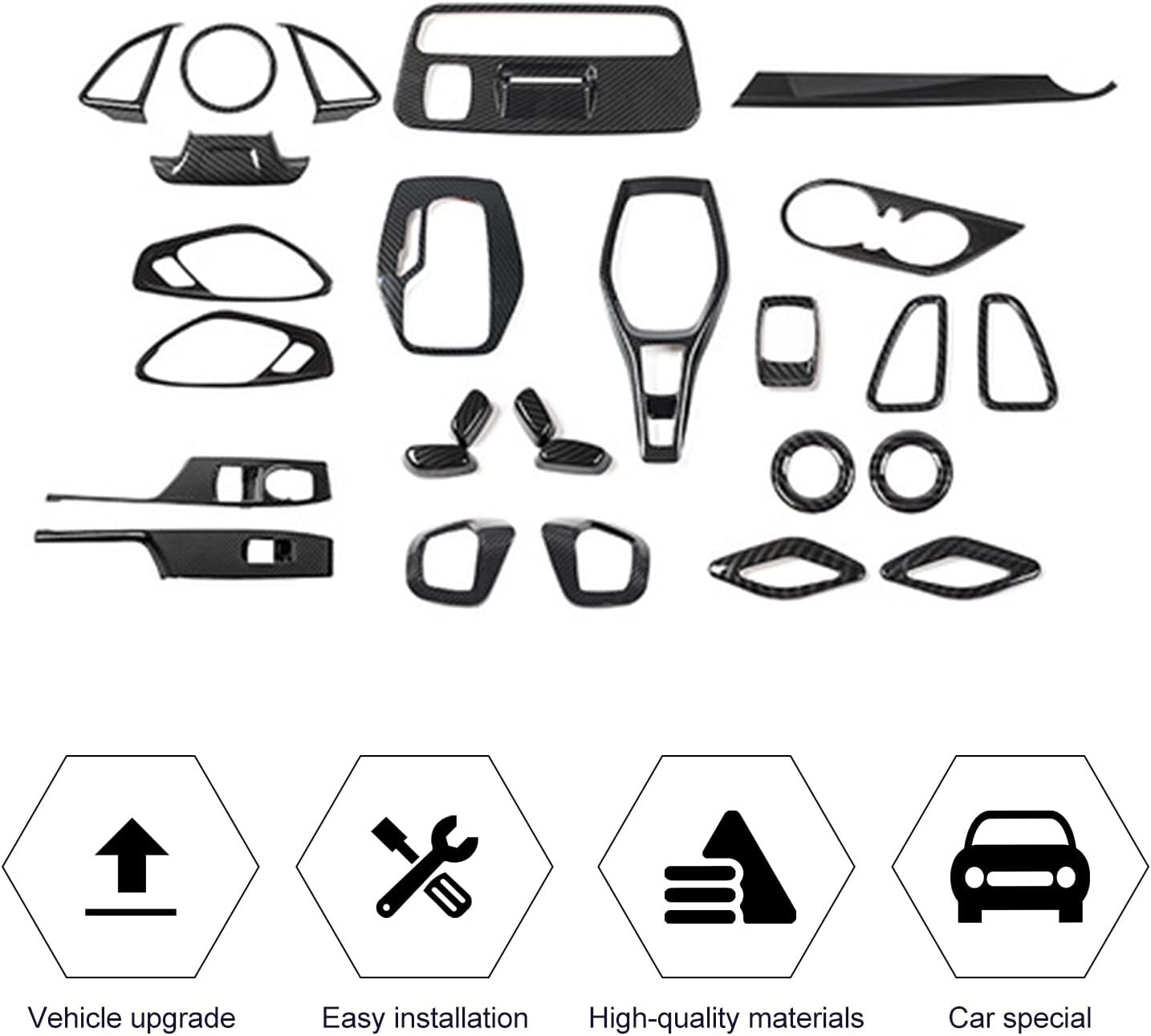 26 PCS Carbon Fiber Interior Trim Kit Cover Decoration for Chevrolet