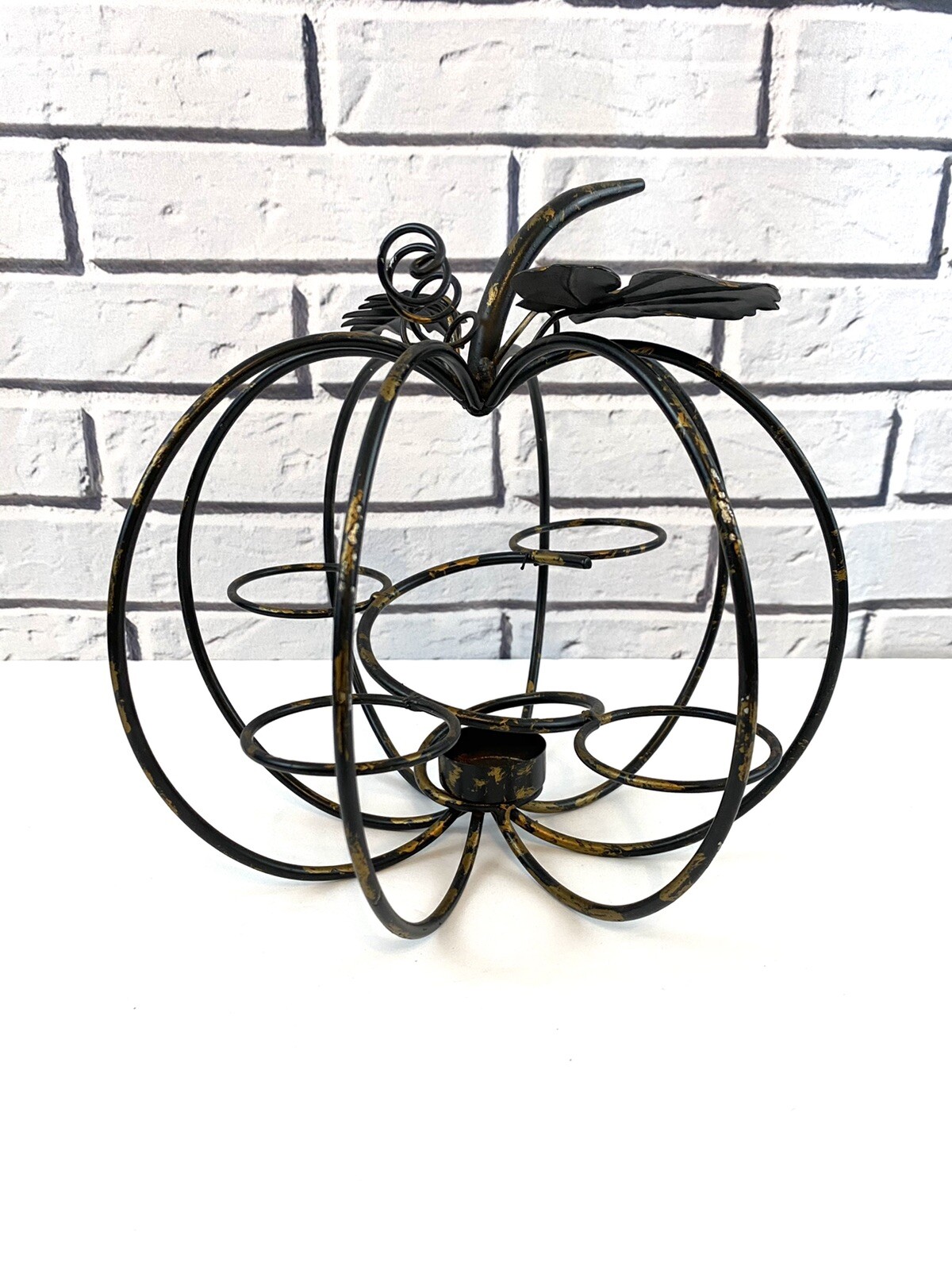 Black Metal Pumpkin Candle Holder Fall Decor Halloween eBay