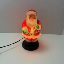 Vintage Light Up 9" Santa Table Top Popcorn Molded Pellet Plastic - Works