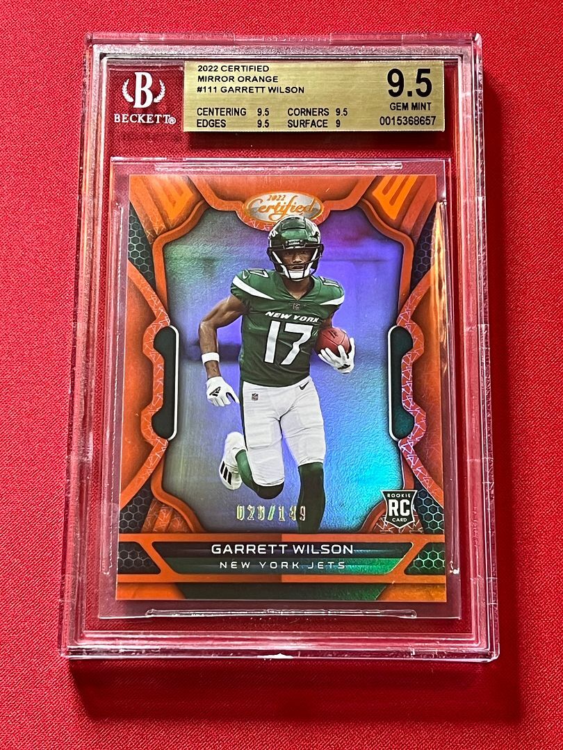2022 Certified GARRETT WILSON 111 RC Rookie Orange Mirror /149 BGS 9.5 JETS