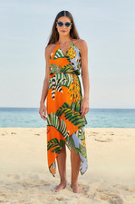 NWT Anthropologie Farm Rio size S Cover Up Wrap Dress Striped Banana Leaf