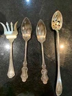 8" LUNT "Mount Vernon" Sterling "PERFORATED OLIVE SPOON" +3 more special spoons/