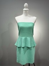 SALE! Mint Green Deb Y2K Strapless Peplum Dress Size L Juniors EUC