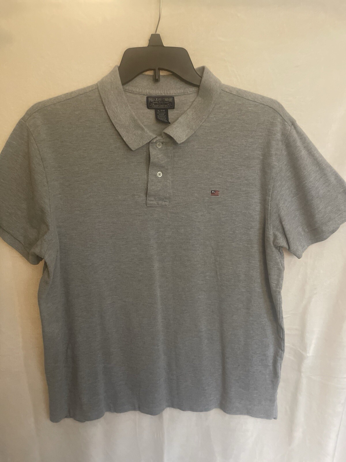 Ralph Lauren Polo Jeans Company RL Flag Logo gray  polo XL  vintage