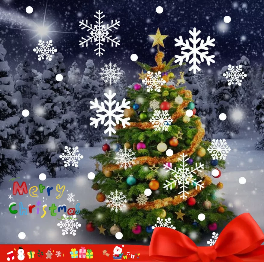 200X Reusable Christmas Window Snowflakes Stickers Clings Decal Xmas Decorations