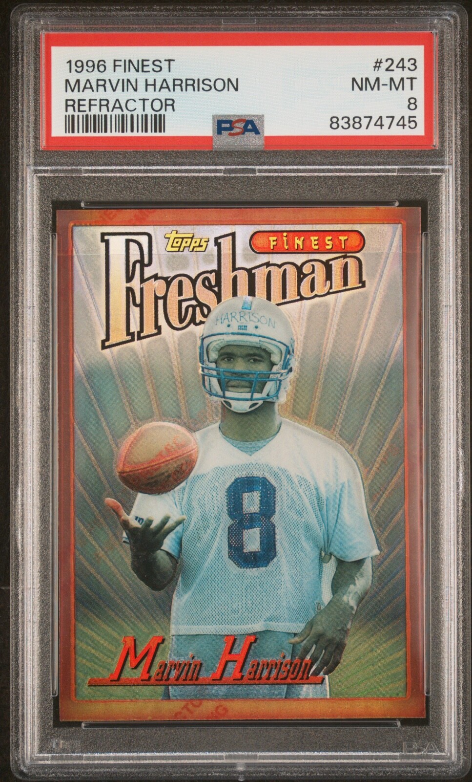 1996 Topps Finest Refractor Marvin Harrison Rookie #243 PSA 8 - Colts - HOF RC