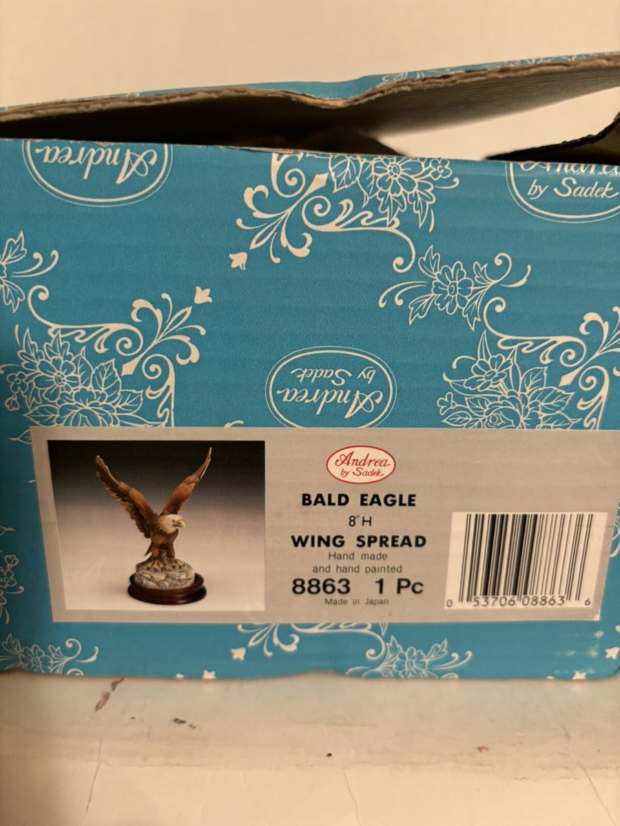 Vintage Andrea By Sadek Bald Eagle Figurine w/Base Japan Vintage Andrea By Sadek Bald Eagle Figurine w/Base Japan
