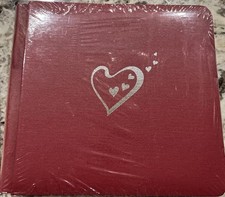 Creative Memories 7x7 Scrapbook Album Deep Red Foil Hearts with 12 White Pages
