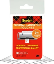 Scotch Thermal Laminating Pouches Premium Quality, 5 Mil 20-Pouches, Clear 