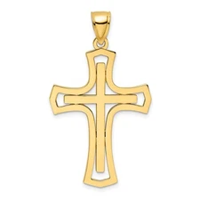 14k Yellow Gold Polished Cross Pendant Perfect Gift for Her