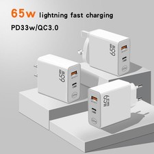 Dual Ports Fast Charger USB Type C Power Adapter 65W PD QC5.0 Phone Charger Plug