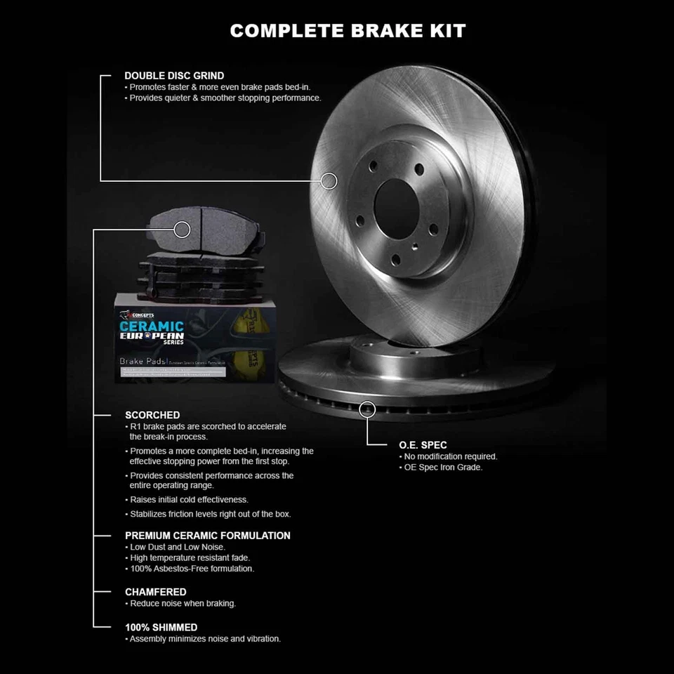 For Audi 90 Quattro 1988-1995 R1 Concepts Rear Brake Kit w Euro Ceramic Pads - Image 2 of 4