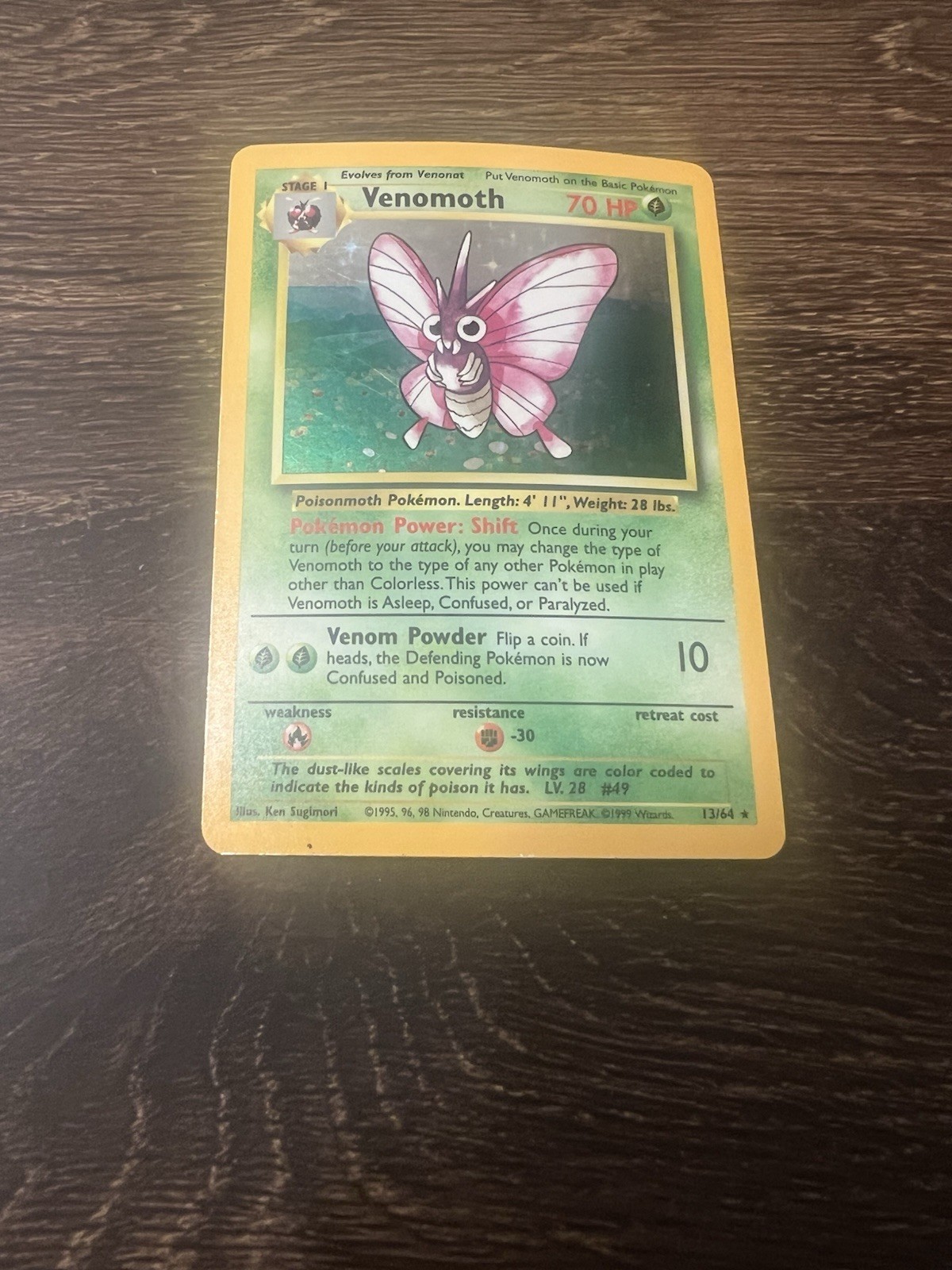 Venomoth Jungle 13/64 Pokemon Holo Rare 1999 WOTC Vintage LP Lightly Played TCG