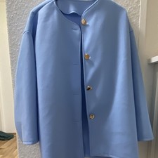 Damen Jacke blau kragenlos Knopfverschluss ha...