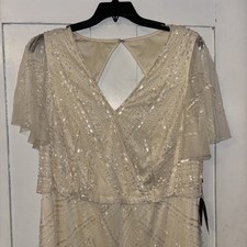 Adrianna Papell Womens White Blouson Maxi Evening Dress Plus Gown 20W Formal NWT