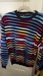 Vintage Riscatto Multicolor Knit Sweater Made In Italy Size M Cotton AndAcrylic