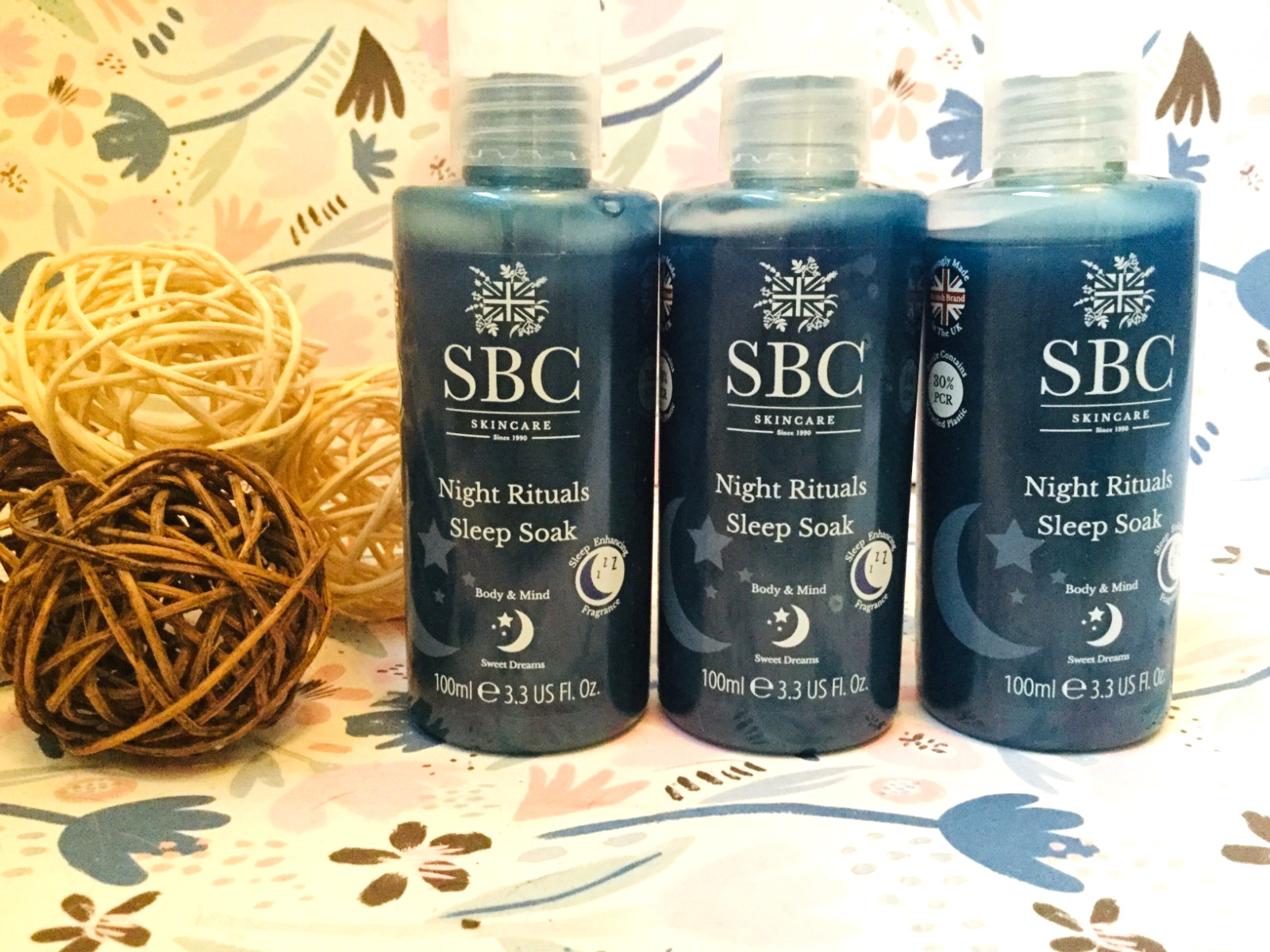 SBC Night Rituals Sleep Soak Bubble Bath Shower Gel Body Wash Calming 3 x 100ml