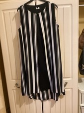 Black and White Dress Body Is Black with Striped Overlay .Missing LabelSize 14