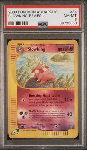 Pokemon Slowking Aquapolis Reverse Holo Rare 34/147 Aya Kusube PSA 8 LOW POP