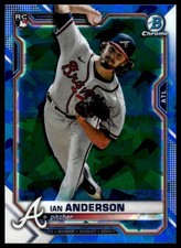 2021 Bowman Chrome Sapphire Edition #76 Ian Anderson RC Rookie Atlanta Braves